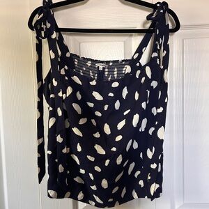 Reformation Navy and White Tie-Shoulder Camisole